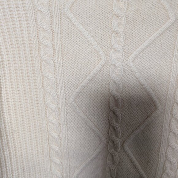 Cynthia Rowley 100% 2 ply cashmere sweater cream cable knit quiet luxury Small - Picture 7 of 10